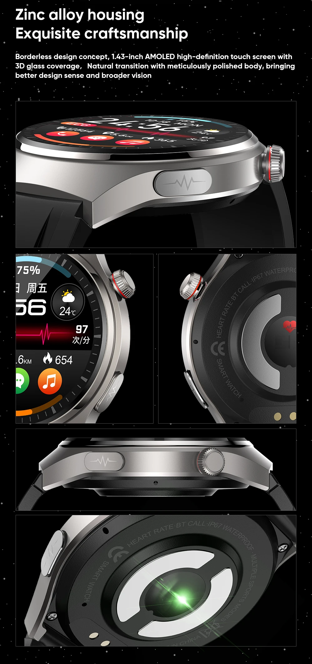 Xiaomi Mijia-reloj inteligente ECG + PPG para hombre y mujer, pulsera con llamadas, Bluetooth, control del ritmo cardíaco y de la salud, Pantalla AMOLED HD, control del azúcar en sangre