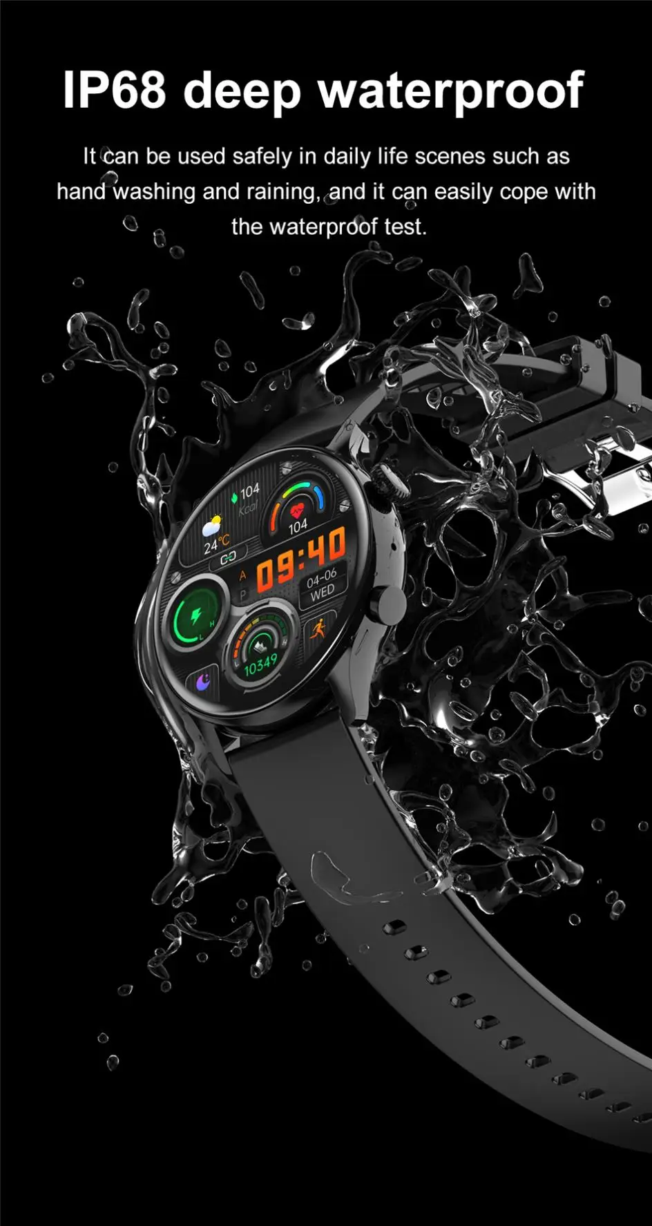 Reloj inteligente resistente al agua IP68 para hombre, pulsera con llamadas, Bluetooth, Pantalla AMOLED HD de 2022x390, novedad de 390