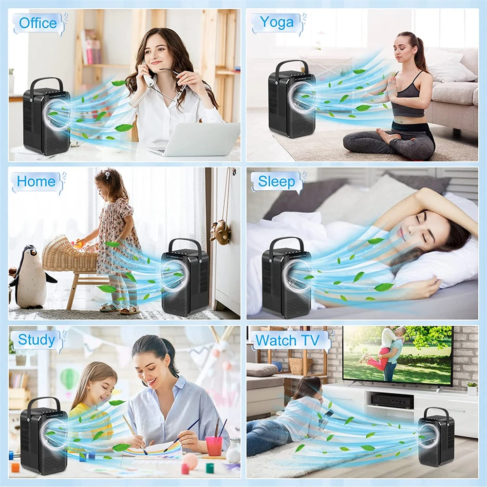 Aire acondicionado portátil USB, Mini humidificador purificador de refrigerador móvil con 6 velocidades/7 colores, temporizador de 1 ~ 6h, ventilador para el hogar/Oficina