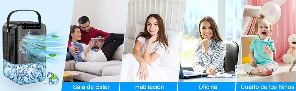 Aire acondicionado portátil USB, Mini humidificador purificador de refrigerador móvil con 6 velocidades/7 colores, temporizador de 1 ~ 6h, ventilador para el hogar/Oficina
