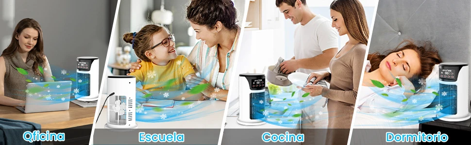 Aire acondicionado portátil USB, Mini humidificador purificador de refrigerador móvil con 6 velocidades/7 colores, temporizador de 1 ~ 6h, ventilador para el hogar/Oficina