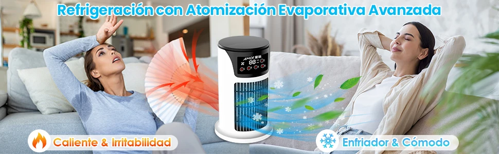 Aire acondicionado portátil USB, Mini humidificador purificador de refrigerador móvil con 6 velocidades/7 colores, temporizador de 1 ~ 6h, ventilador para el hogar/Oficina