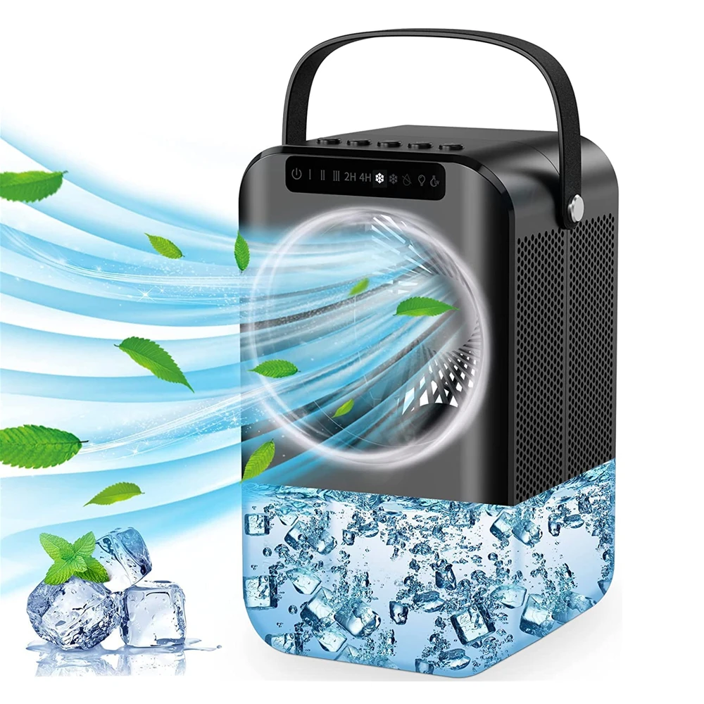 Aire acondicionado portátil USB, Mini humidificador purificador de refrigerador móvil con 6 velocidades/7 colores, temporizador de 1 ~ 6h, ventilador para el hogar/Oficina