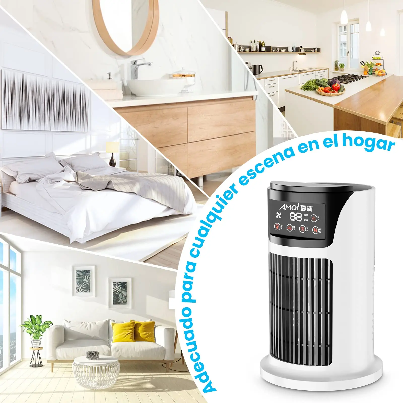 Aire acondicionado portátil USB, Mini humidificador purificador de refrigerador móvil con 6 velocidades/7 colores, temporizador de 1 ~ 6h, ventilador para el hogar/Oficina