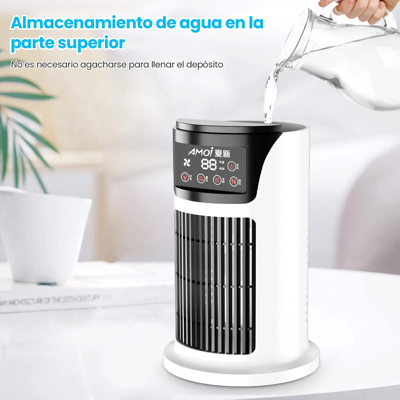Aire acondicionado portátil USB, Mini humidificador purificador de refrigerador móvil con 6 velocidades/7 colores, temporizador de 1 ~ 6h, ventilador para el hogar/Oficina