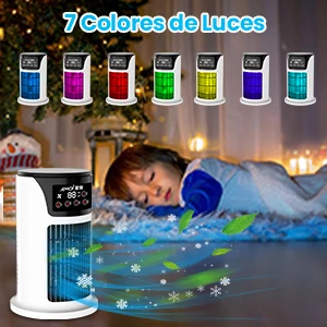 Aire acondicionado portátil USB, Mini humidificador purificador de refrigerador móvil con 6 velocidades/7 colores, temporizador de 1 ~ 6h, ventilador para el hogar/Oficina