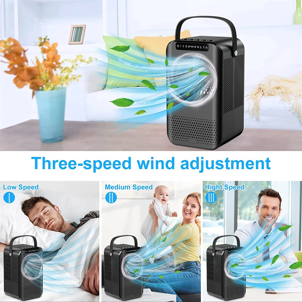 Aire acondicionado portátil USB, Mini humidificador purificador de refrigerador móvil con 6 velocidades/7 colores, temporizador de 1 ~ 6h, ventilador para el hogar/Oficina