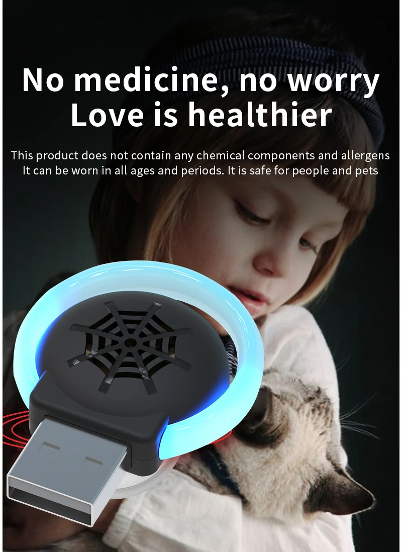 Repelente de plagas ultrasónico con luz USB, dispositivo electrónico para matar mosquitos, luz nocturna pequeña para el hogar