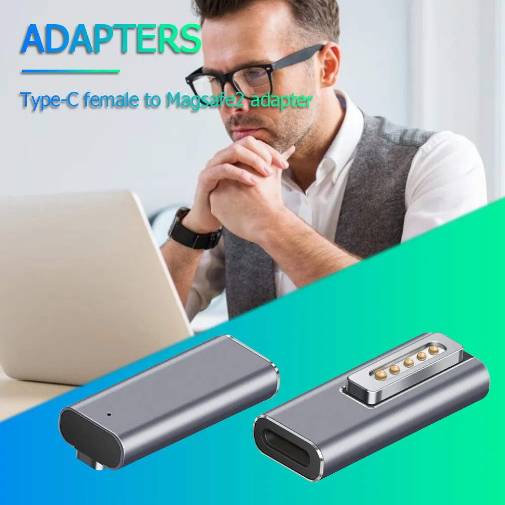 Adaptador magnético USB PD tipo C para Apple Magsafe1, Magsafe 2, MacBook Pro, carga rápida hembra 60W Adaptador magnético USB PD tipo C para Apple Magsafe1, Magsafe 2, MacBook Pro, carga rápida hembra 60W