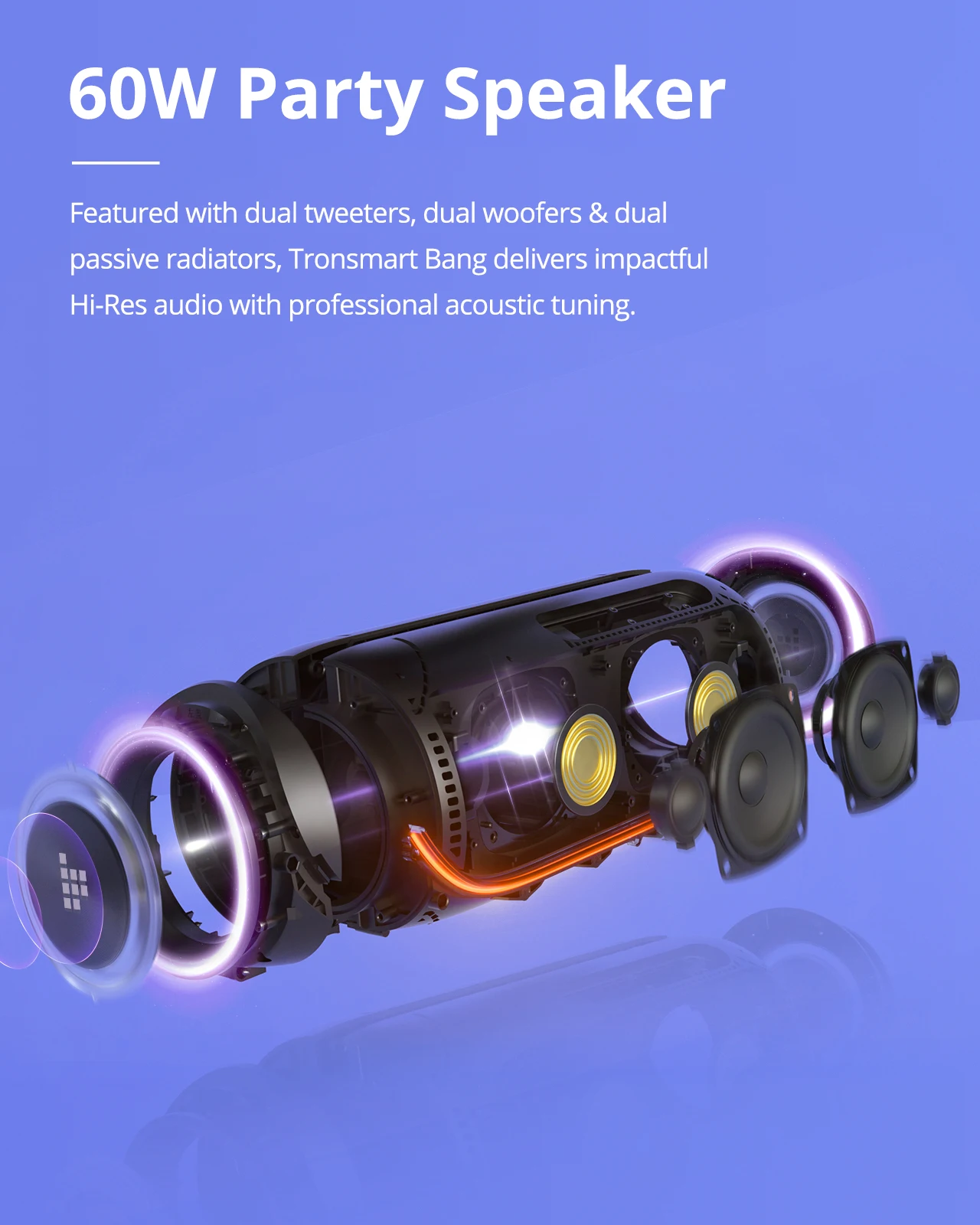 Tronsmart-Altavoz Bluetooth Bang de 60W, altavoces potente con sonido estéreo, batería externa integrada, IPX6 resistente al agua, para fiestas y exteriores Tronsmart-Altavoz Bluetooth Bang de 60W, altavoces potente con sonido estéreo, batería externa integrada, IPX6 resistente al agua, para fiestas y exteriores