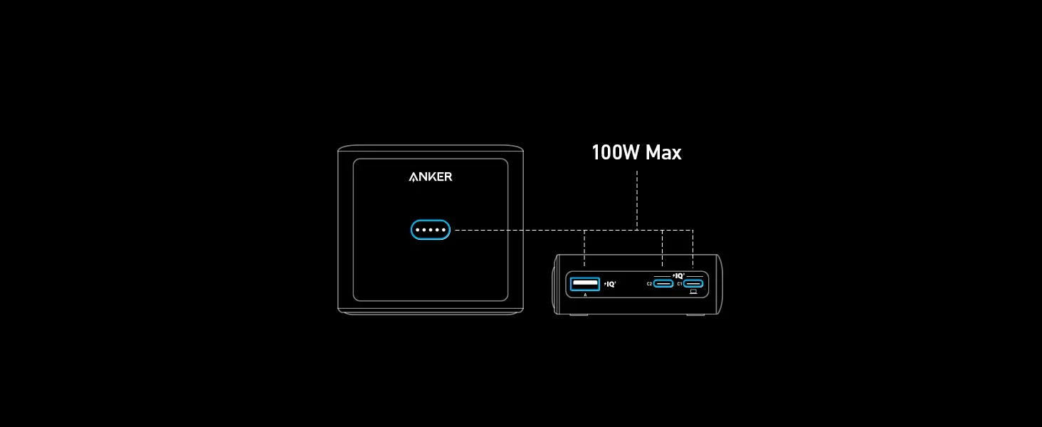 Anker-Base de carga rápida con 4 puertos, 100W, para Anker Prime Power Bank, Compatible con MacBook Pro/Air, iPhone 14/13