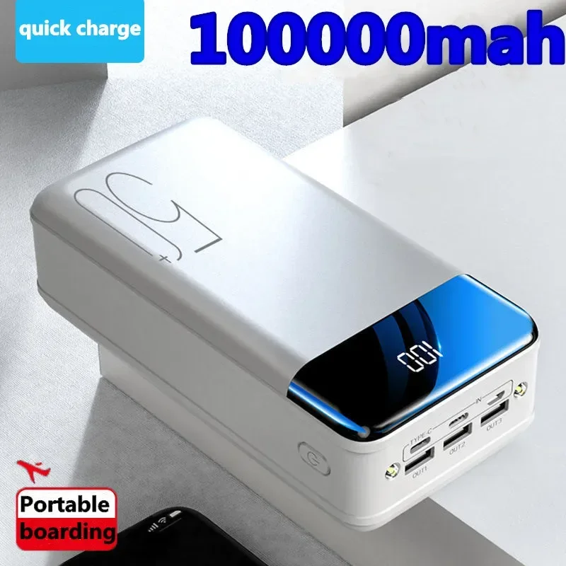 Banco de energía de carga rápida para móvil, Cargador Universal de gran capacidad, 200000mah /100000mah, 5V, 2,1 A, novedad