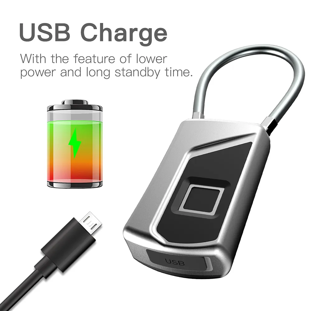 Candado electrónico con huella dactilar para el hogar, candado de seguridad inteligente sin llave, recargable por USB, para puerta de dormitorio y equipaje, nuevo, 2023