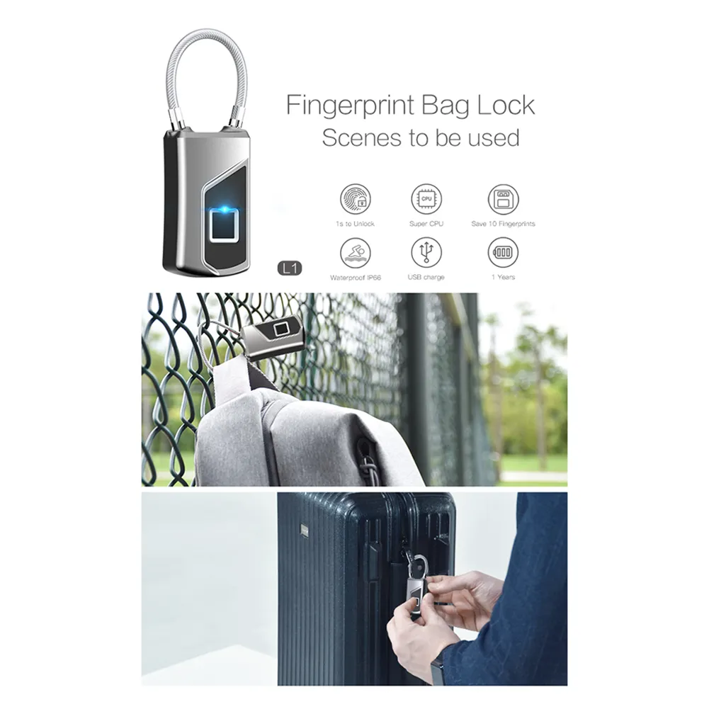 Candado electrónico con huella dactilar para el hogar, candado de seguridad inteligente sin llave, recargable por USB, para puerta de dormitorio y equipaje, nuevo, 2023