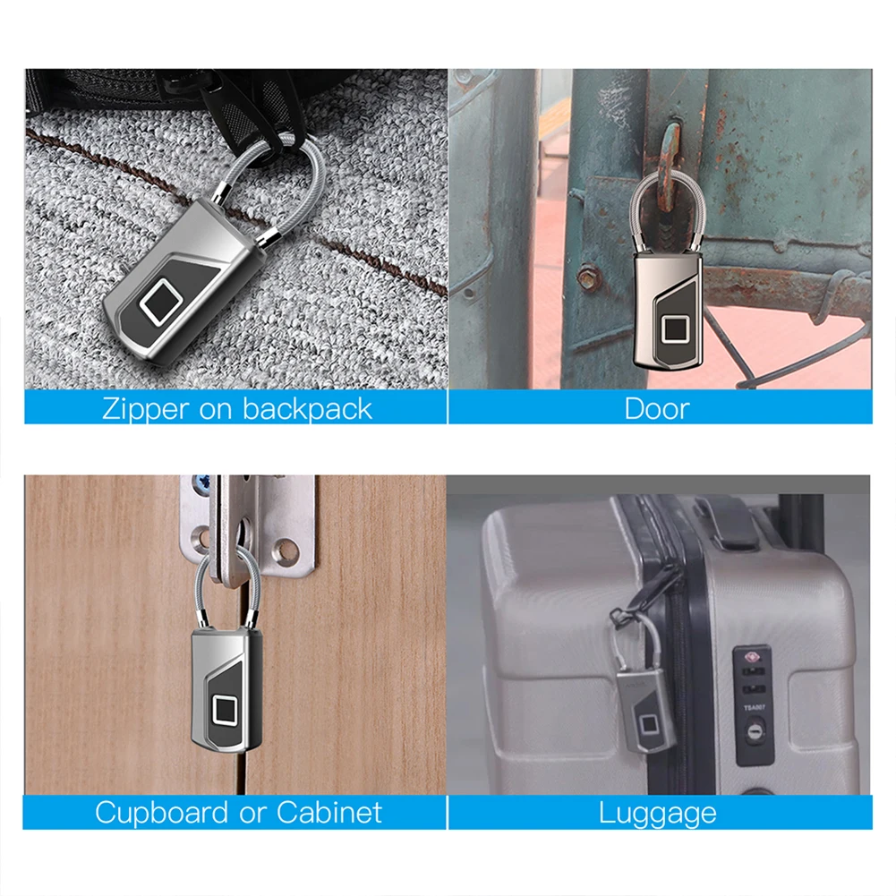 Candado electrónico con huella dactilar para el hogar, candado de seguridad inteligente sin llave, recargable por USB, para puerta de dormitorio y equipaje, nuevo, 2023