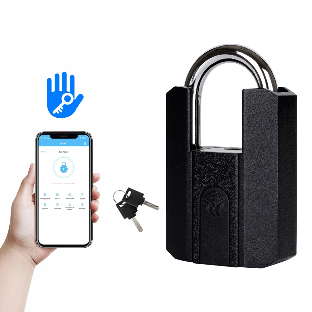 TTLock-candado inteligente con Bluetooth, dispositivo de cierre con huella dactilar, resistente al agua IP67, recargable por aplicación tipo C, desbloqueo remoto, para puerta de armario