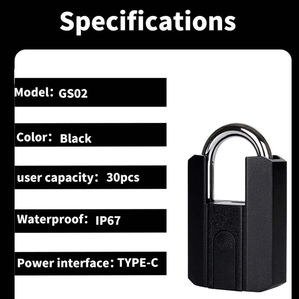 TTLock-candado inteligente con Bluetooth, dispositivo de cierre con huella dactilar, resistente al agua IP67, recargable por aplicación tipo C, desbloqueo remoto, para puerta de armario