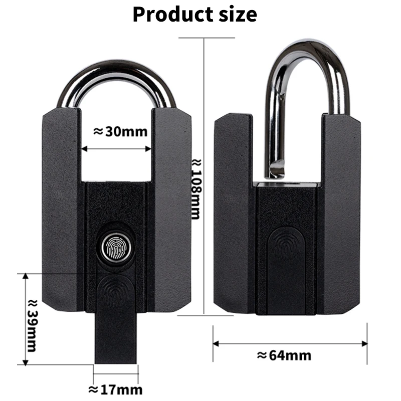 TTLock-candado inteligente con Bluetooth, dispositivo de cierre con huella dactilar, resistente al agua IP67, recargable por aplicación tipo C, desbloqueo remoto, para puerta de armario