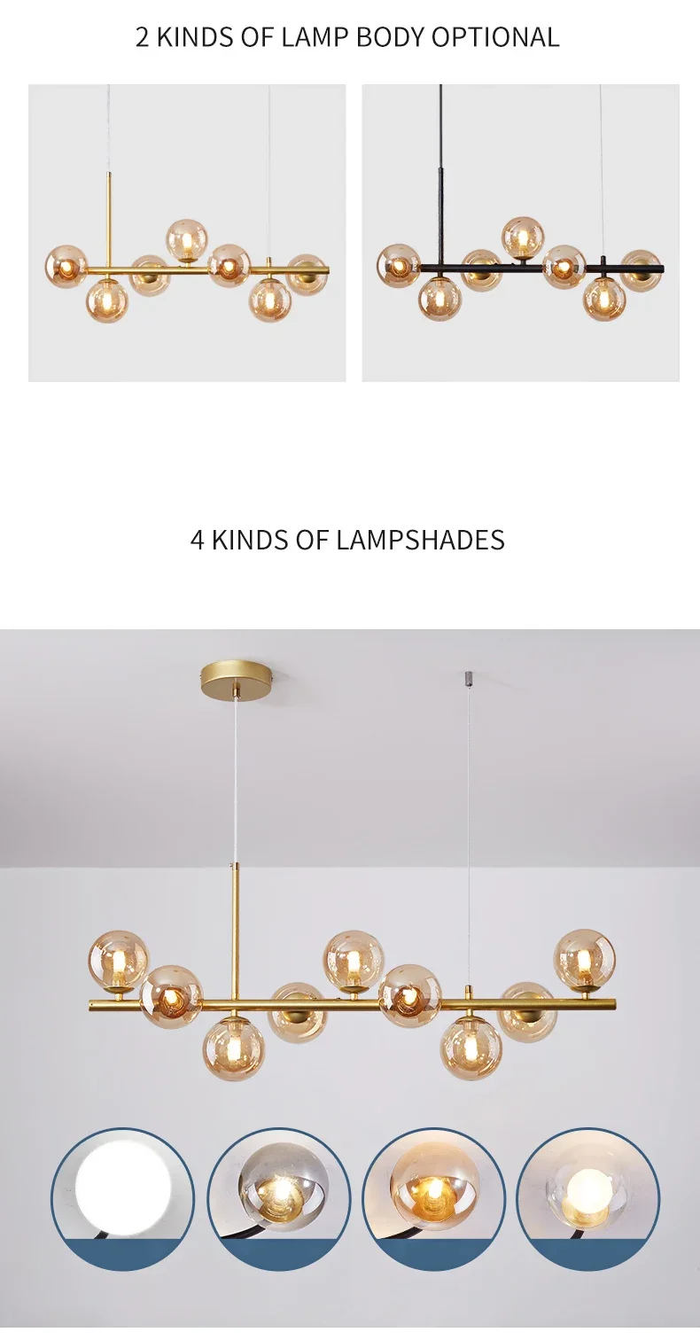 Candelabro de techo de bola de cristal moderno para mesa, comedor, sala de estar, cocina, Isla, lámpara colgante, decoración del hogar, accesorio de iluminación interior Candelabro de techo de bola de cristal moderno para mesa, comedor, sala de estar, cocina, Isla, lámpara colgante, decoración del hogar, accesorio de iluminación interior