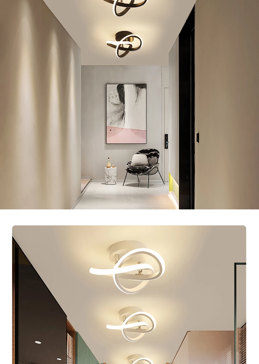 Luces de techo LED creativas para pasillo, iluminación nórdica moderna para el hogar, montada en superficie para dormitorio, sala de estar, pasillo, balcón, lámparas LED