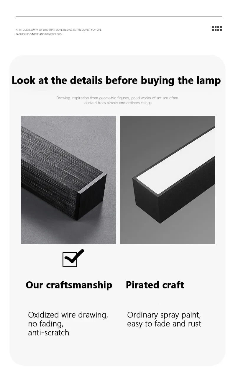 Lámpara de techo Led de estilo nórdico minimalista para dormitorio, tira de luces de color negro, cuadrada, creativa, para sala de estar