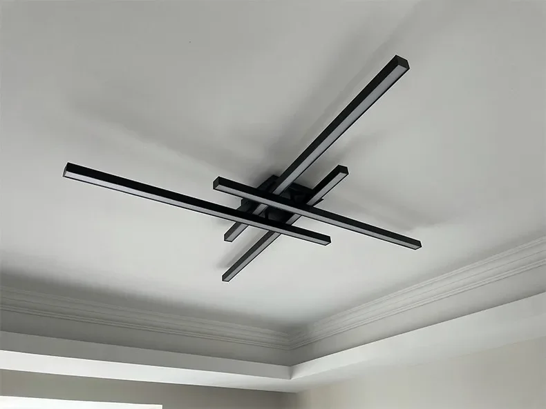 Lámpara de techo Led de estilo nórdico minimalista para dormitorio, tira de luces de color negro, cuadrada, creativa, para sala de estar