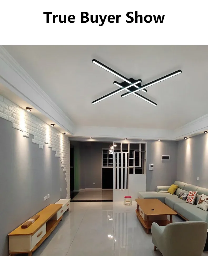 Lámpara de techo Led de estilo nórdico minimalista para dormitorio, tira de luces de color negro, cuadrada, creativa, para sala de estar