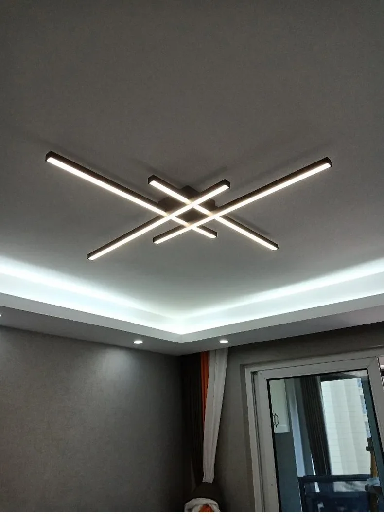 Lámpara de techo Led de estilo nórdico minimalista para dormitorio, tira de luces de color negro, cuadrada, creativa, para sala de estar