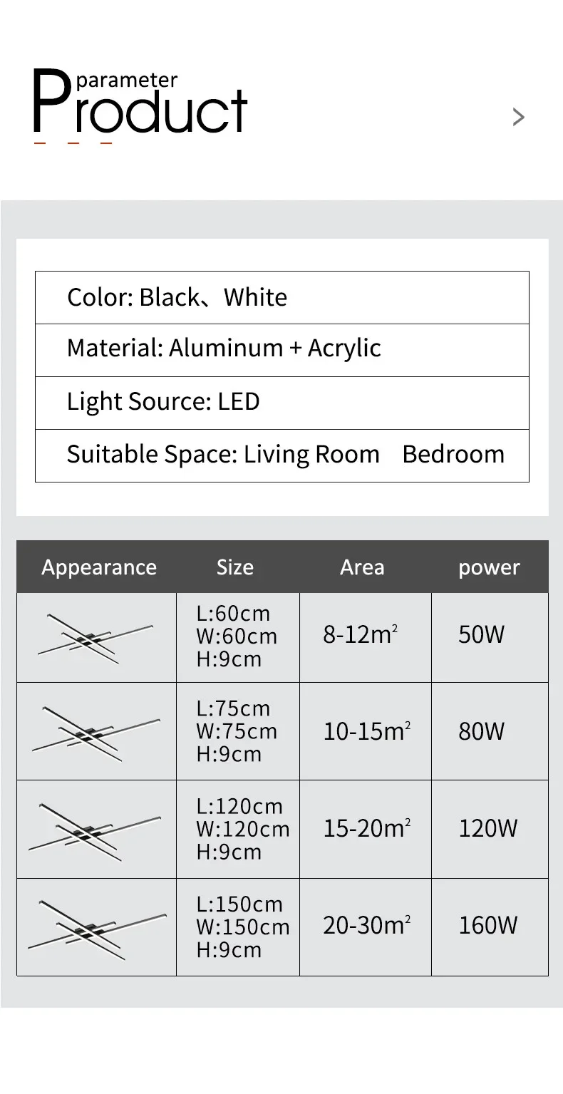 Lámpara de techo Led de estilo nórdico minimalista para dormitorio, tira de luces de color negro, cuadrada, creativa, para sala de estar