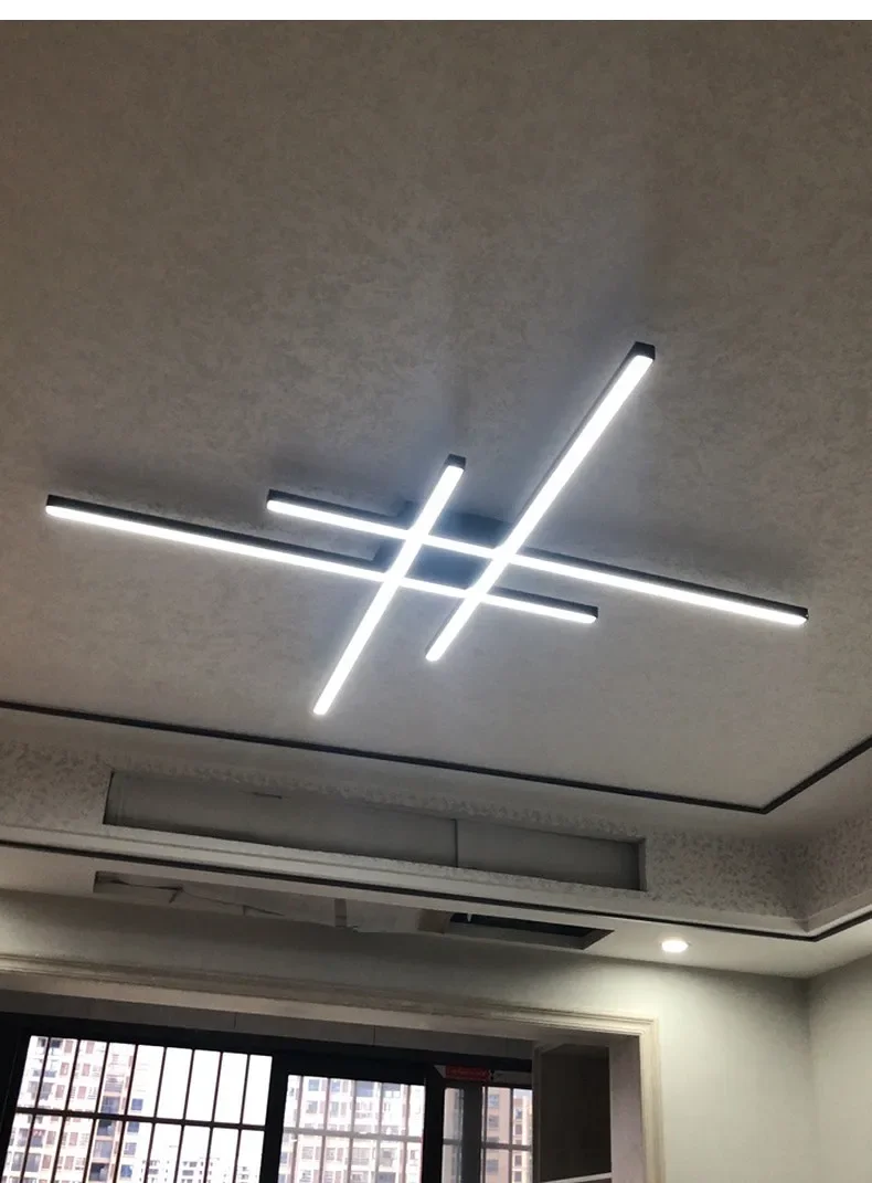 Lámpara de techo Led de estilo nórdico minimalista para dormitorio, tira de luces de color negro, cuadrada, creativa, para sala de estar