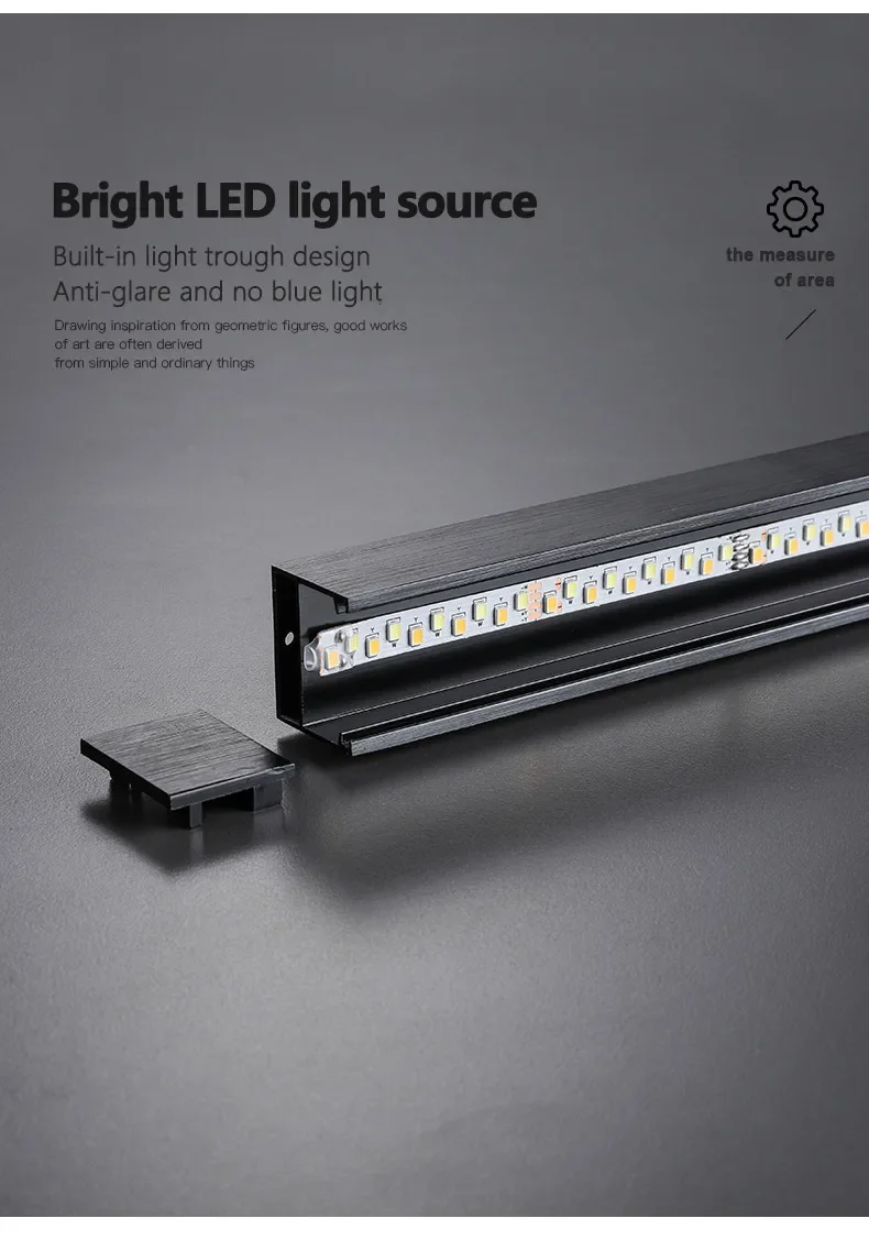 Lámpara de techo Led de estilo nórdico minimalista para dormitorio, tira de luces de color negro, cuadrada, creativa, para sala de estar