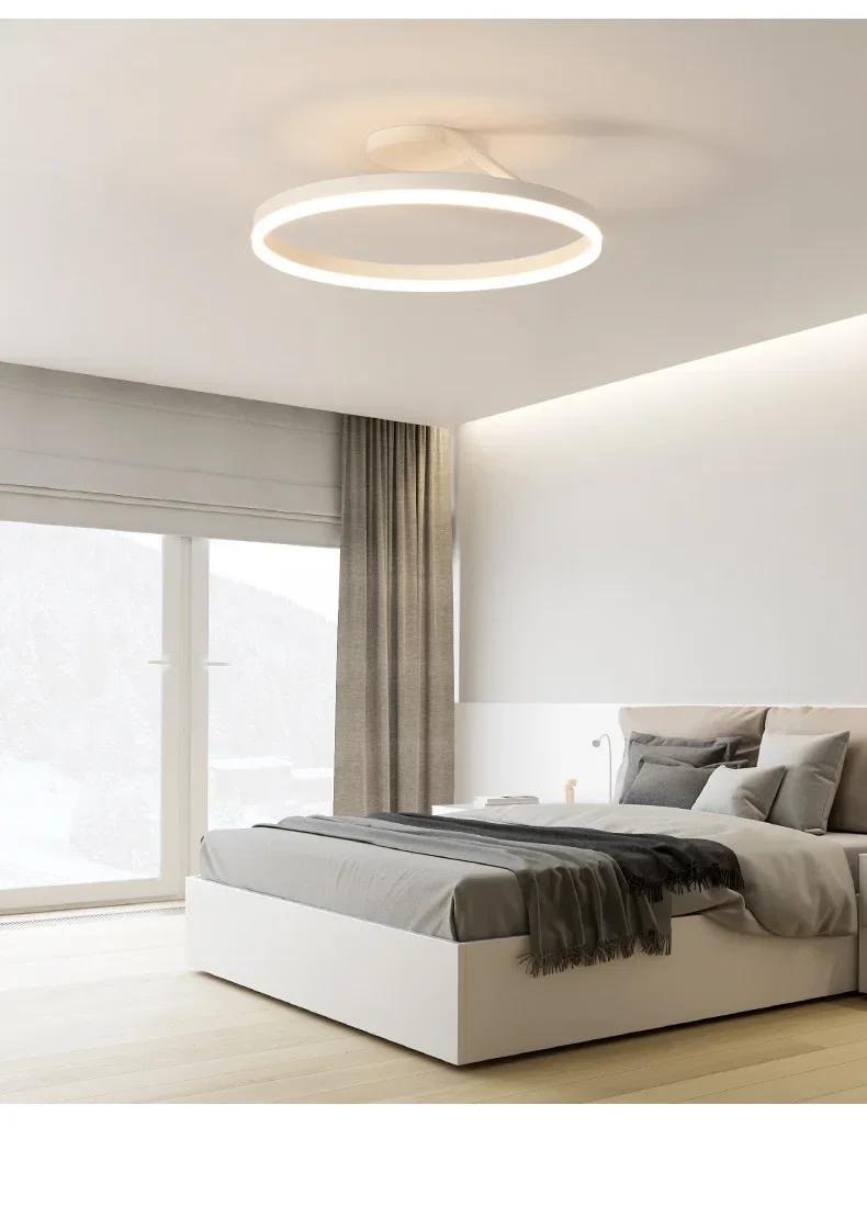 Candelabro de techo Led redondo minimalista nórdico, lámpara de araña de aluminio pintada en blanco y negro, accesorios de lámpara de dormitorio para el hogar