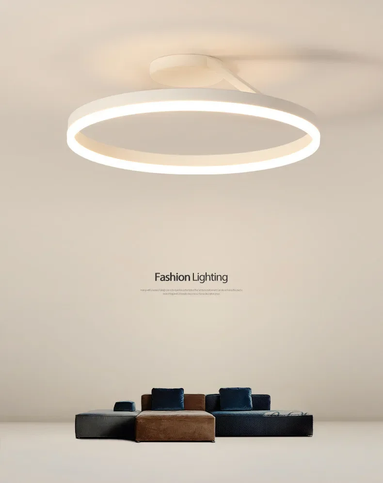 Candelabro de techo Led redondo minimalista nórdico, lámpara de araña de aluminio pintada en blanco y negro, accesorios de lámpara de dormitorio para el hogar