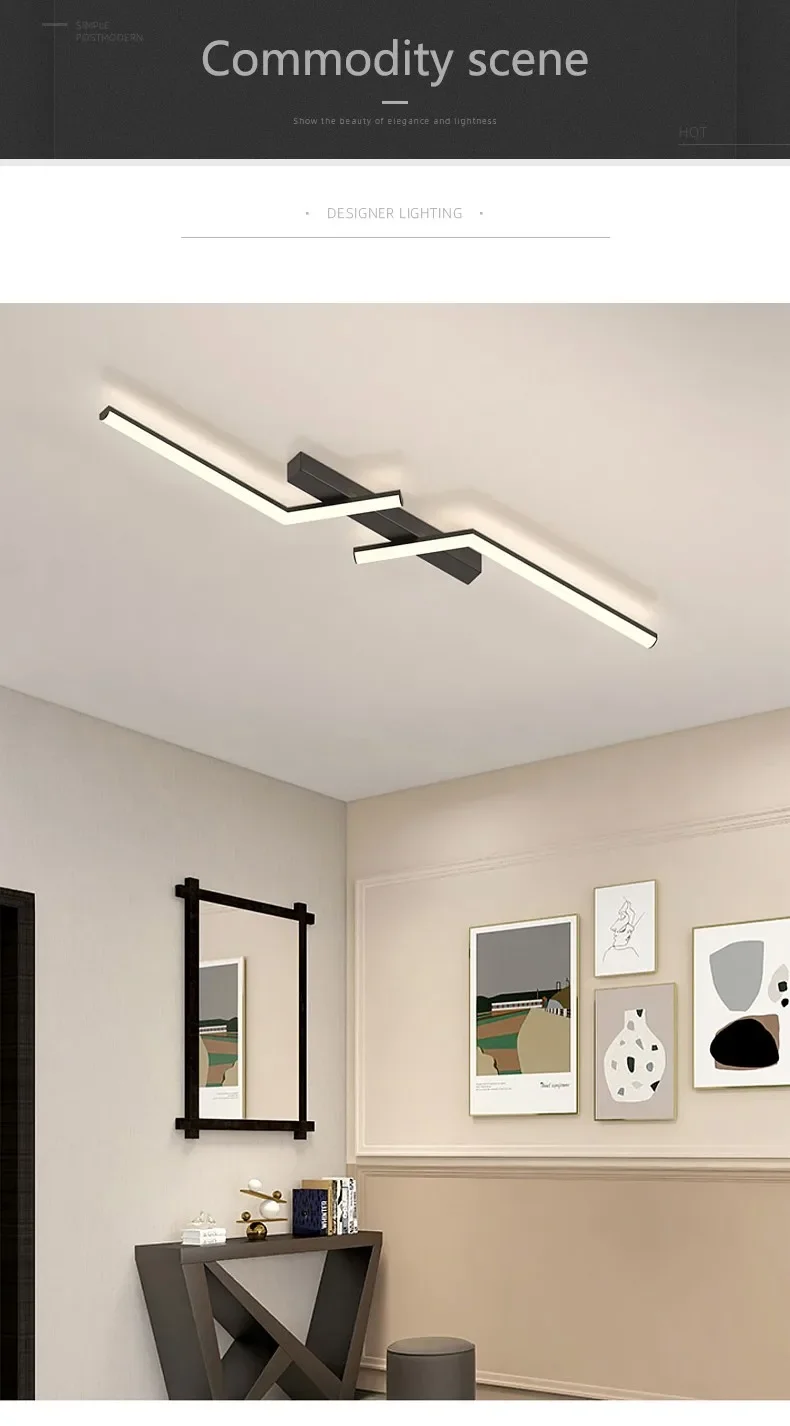 Lámpara de techo Led moderna para pasillo, luces de techo para dormitorio, vestíbulo, comedor, Simple, color negro Lámpara de techo Led moderna para pasillo, luces de techo para dormitorio, vestíbulo, comedor, Simple, color negro