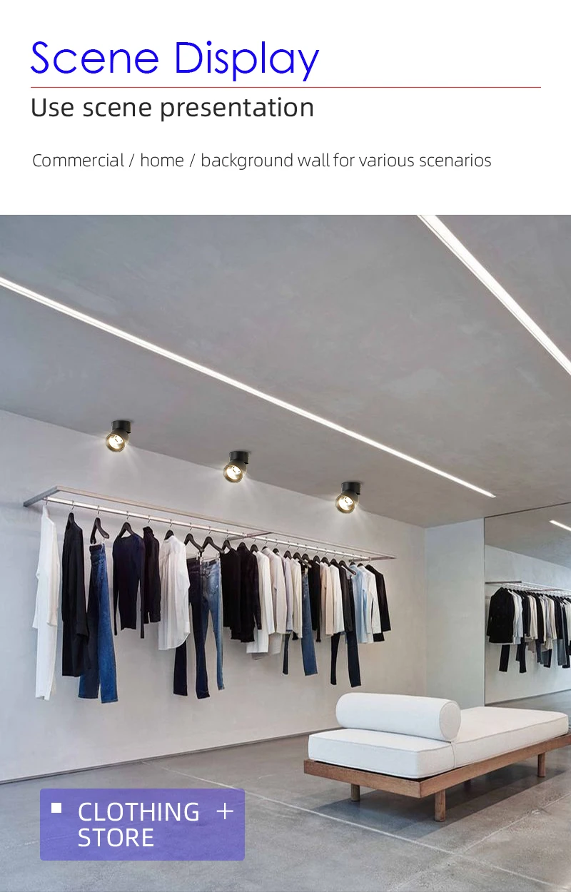 Foco de luz LED COB plegable, lámpara de techo montada en superficie para sala de estar, cocina, luz neutra interior, 220V