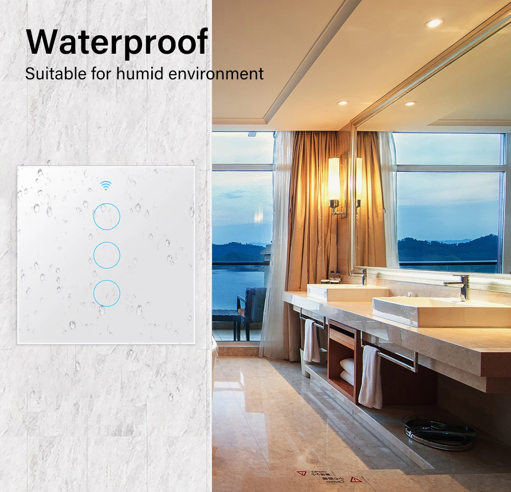 Aubess-interruptor de luz inteligente con WiFi, dispositivo con condensador, Control por aplicación Tuya Smart Life, compatible con Alexa, Google Home, Alice