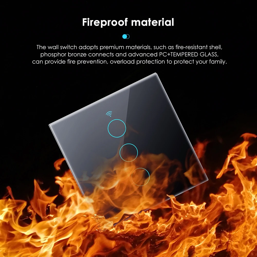 Aubess-interruptor de luz inteligente con WiFi, dispositivo con condensador, Control por aplicación Tuya Smart Life, compatible con Alexa, Google Home, Alice