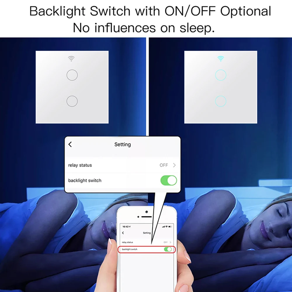 Aubess-interruptor de luz inteligente con WiFi, dispositivo con condensador, Control por aplicación Tuya Smart Life, compatible con Alexa, Google Home, Alice