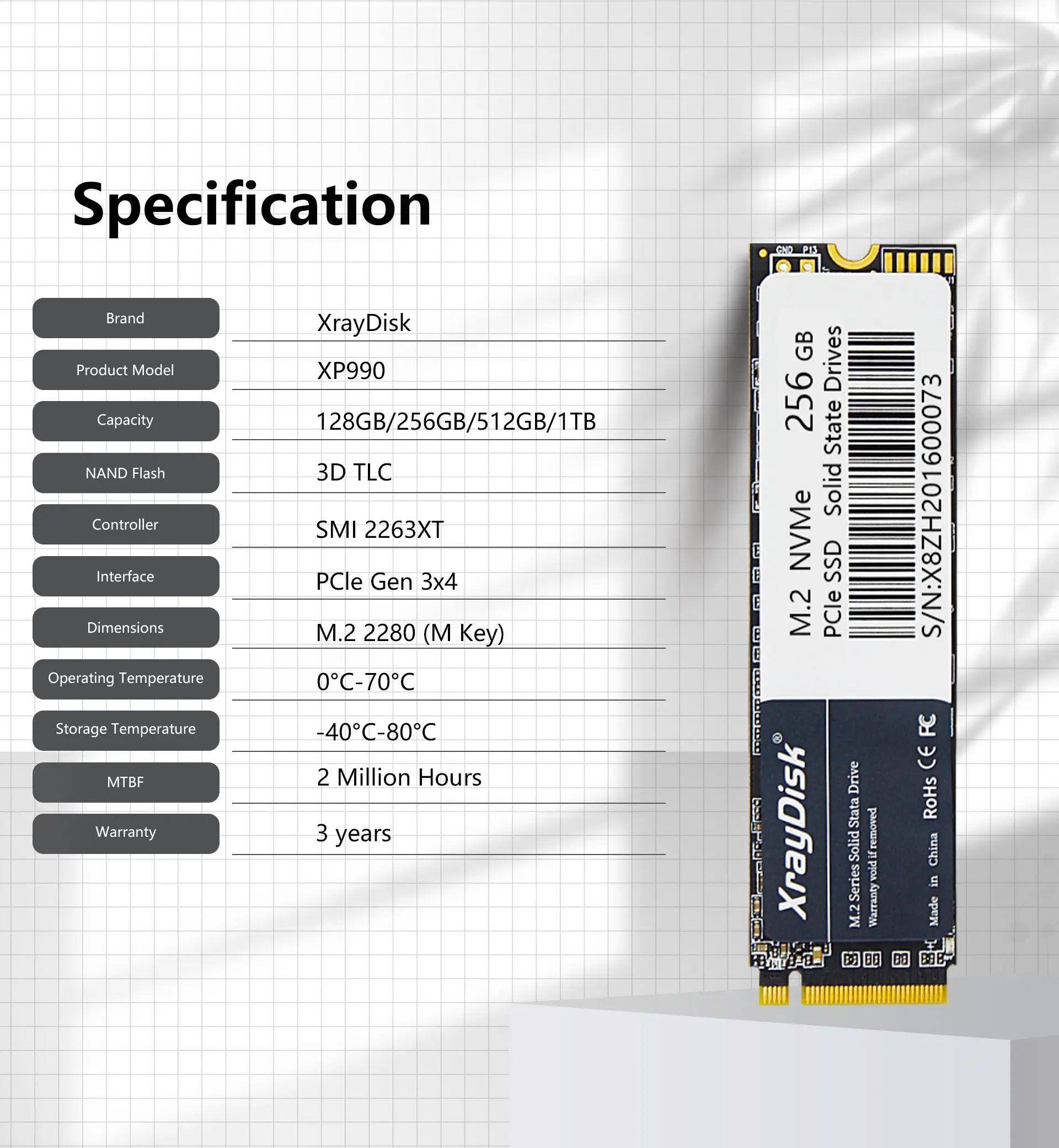 XrayDisk-disco duro interno para ordenador portátil y de escritorio, unidad de estado sólido M.2 SSD PCIe NVME de 128GB, 256GB, 512GB, 1TB, Gen3 x 4 y 4x4, 2280 XrayDisk-disco duro interno para ordenador portátil y de escritorio, unidad de estado sólido M.2 SSD PCIe NVME de 128GB, 256GB, 512GB, 1TB, Gen3 x 4 y 4x4, 2280