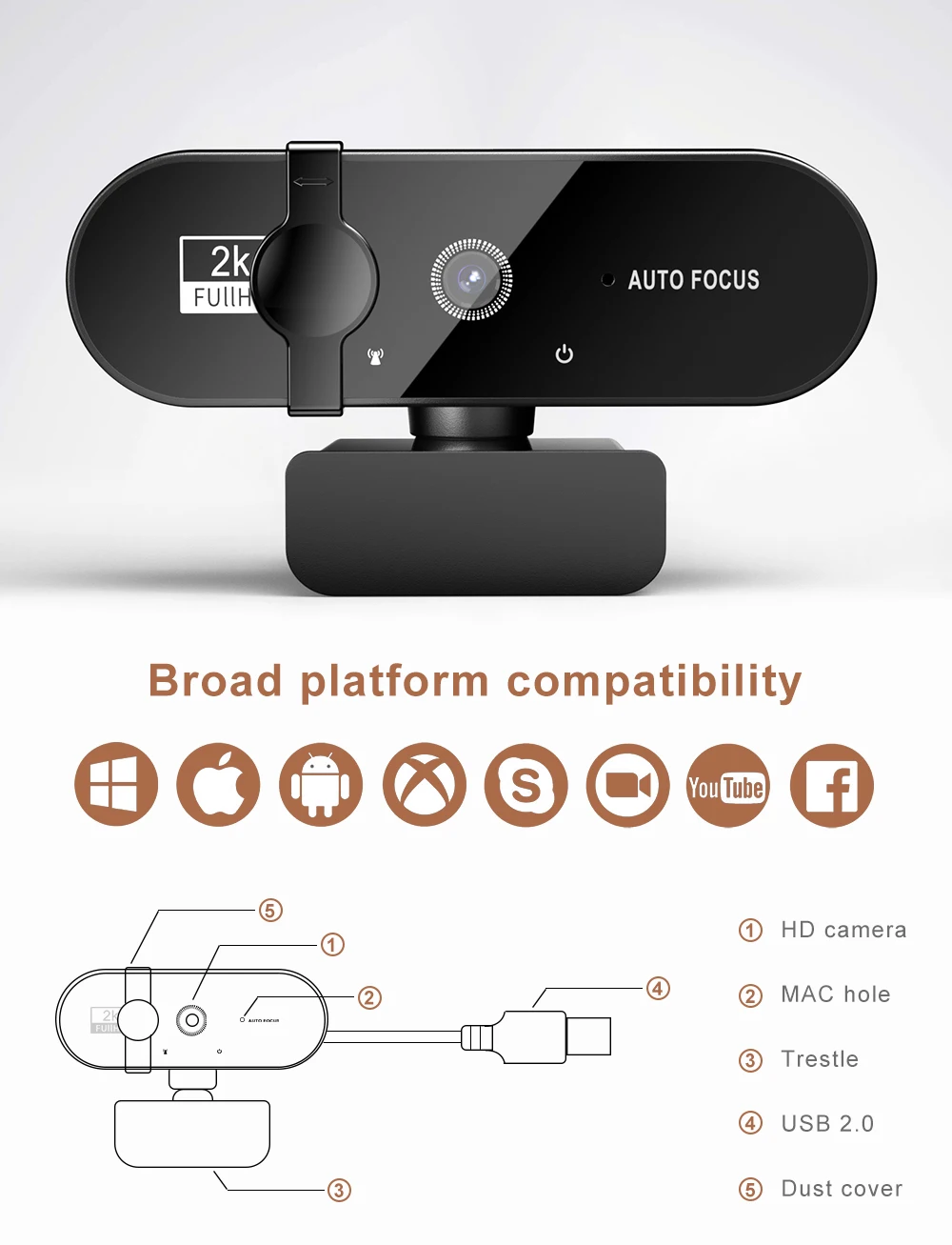 Cámara Web 4K 2K 1080p Mini 30fps Usb cámara Web Full Hd con micrófono trípode autoenfoque cámara Web para PC portátil Mac