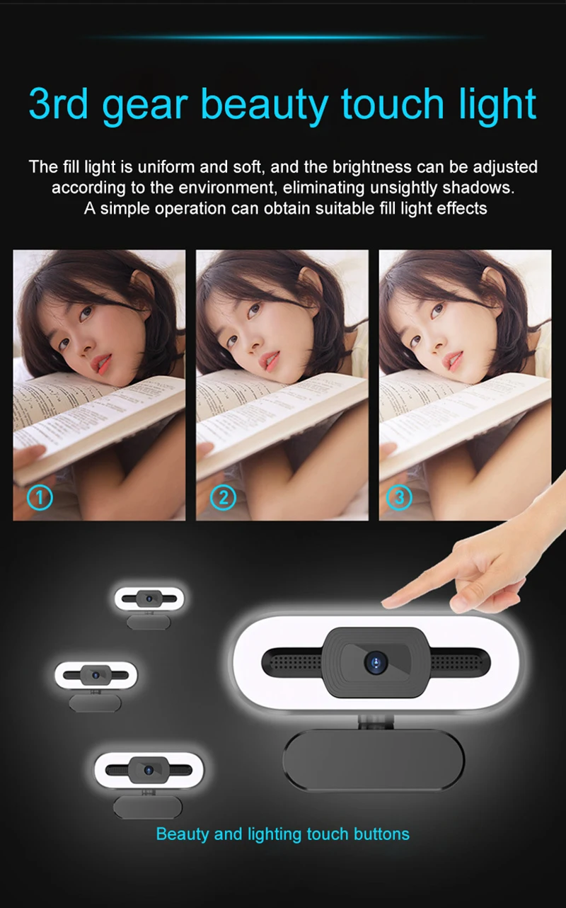 Cámara Web portátil 4K para ordenador, Webcam con transmisión en vivo, Flexible, Full HD, 2K, 1080P, con micrófono y Luz Cámara Web portátil 4K para ordenador, Webcam con transmisión en vivo, Flexible, Full HD, 2K, 1080P, con micrófono y Luz