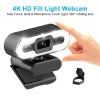 Cámara Web portátil 4K para ordenador, Webcam con transmisión en vivo, Flexible, Full HD, 2K, 1080P, con micrófono y Luz