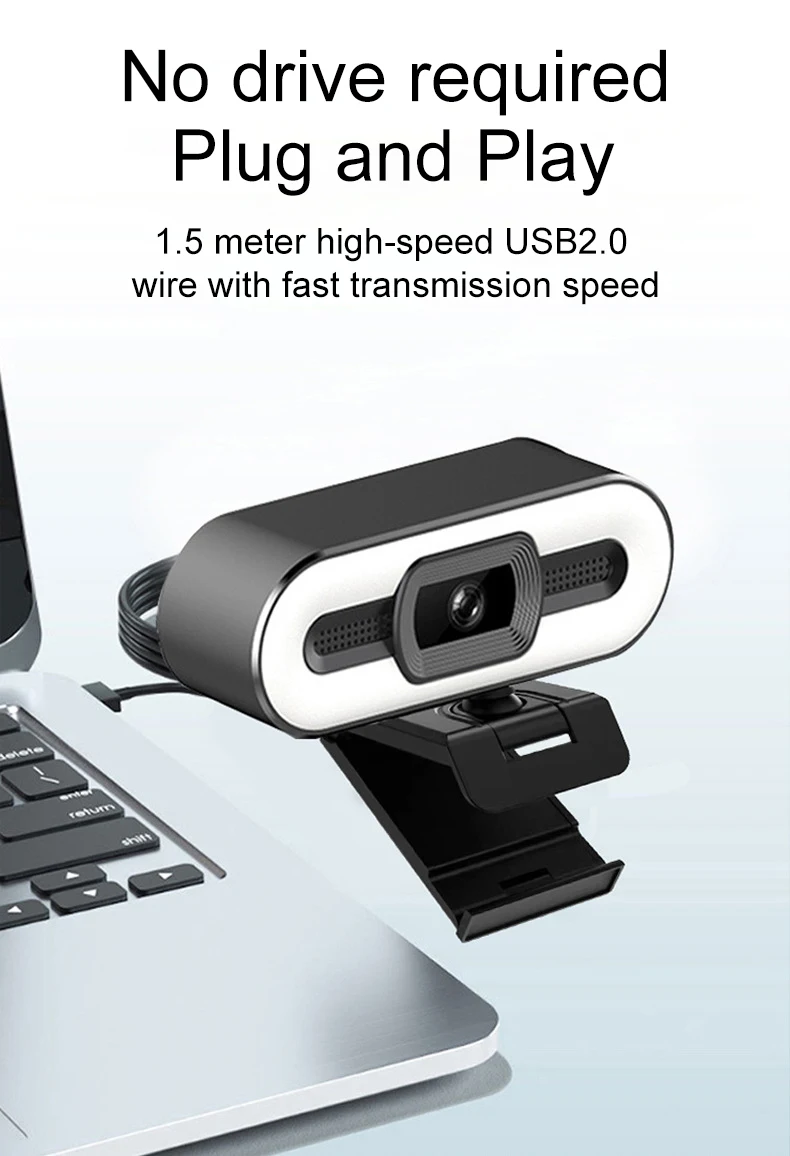 Cámara Web portátil 4K para ordenador, Webcam con transmisión en vivo, Flexible, Full HD, 2K, 1080P, con micrófono y Luz Cámara Web portátil 4K para ordenador, Webcam con transmisión en vivo, Flexible, Full HD, 2K, 1080P, con micrófono y Luz