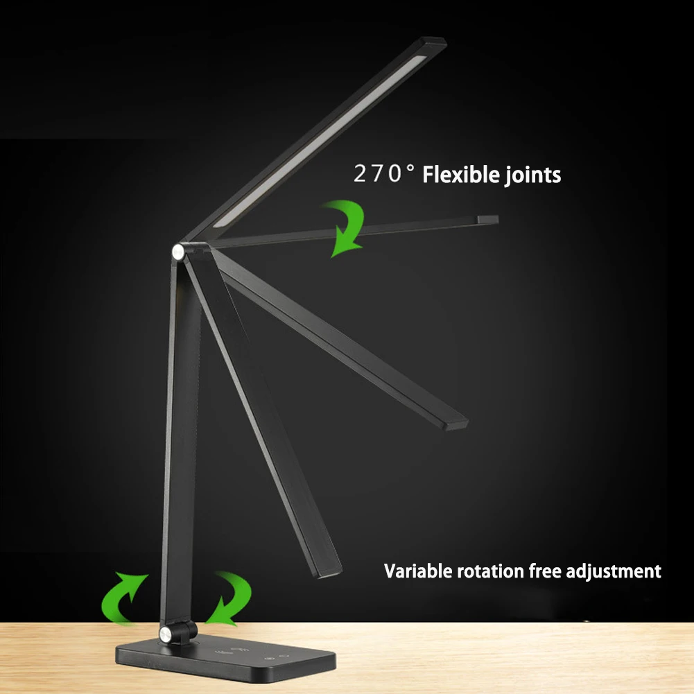 Lámpara de escritorio para estudiar con carga inalámbrica, lámpara de mesa LED USB para trabajar, luz de lectura para estudiantes, protección ocular, dormitorio, envío directo