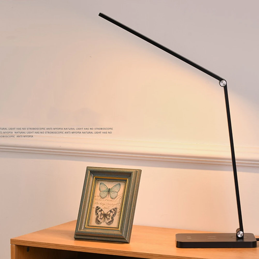 Lámpara de escritorio para estudiar con carga inalámbrica, lámpara de mesa LED USB para trabajar, luz de lectura para estudiantes, protección ocular, dormitorio, envío directo