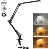Lámpara LED de escritorio con abrazadera, brazo oscilante de 10W, regulable, cuidado ocular,