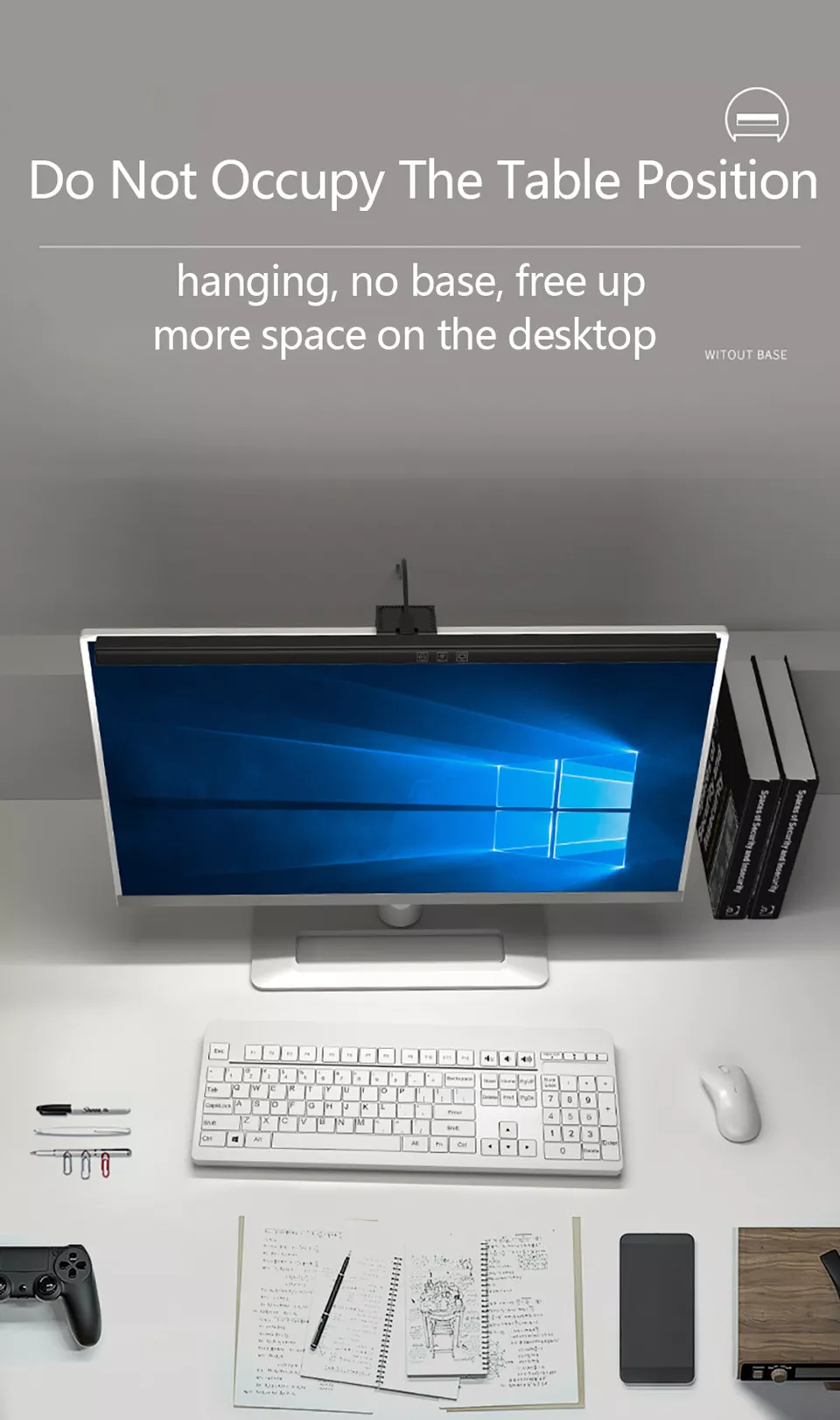 Lámpara de escritorio para el cuidado de los ojos, barra de luz LED para pantalla de Monitor de ordenador PC, lectura de atenuación continua, lámpara de mesa colgante alimentada por USB, 50cm Lámpara de escritorio para el cuidado de los ojos, barra de luz LED para pantalla de Monitor de ordenador PC, lectura de atenuación continua, lámpara de mesa colgante alimentada por USB, 50cm