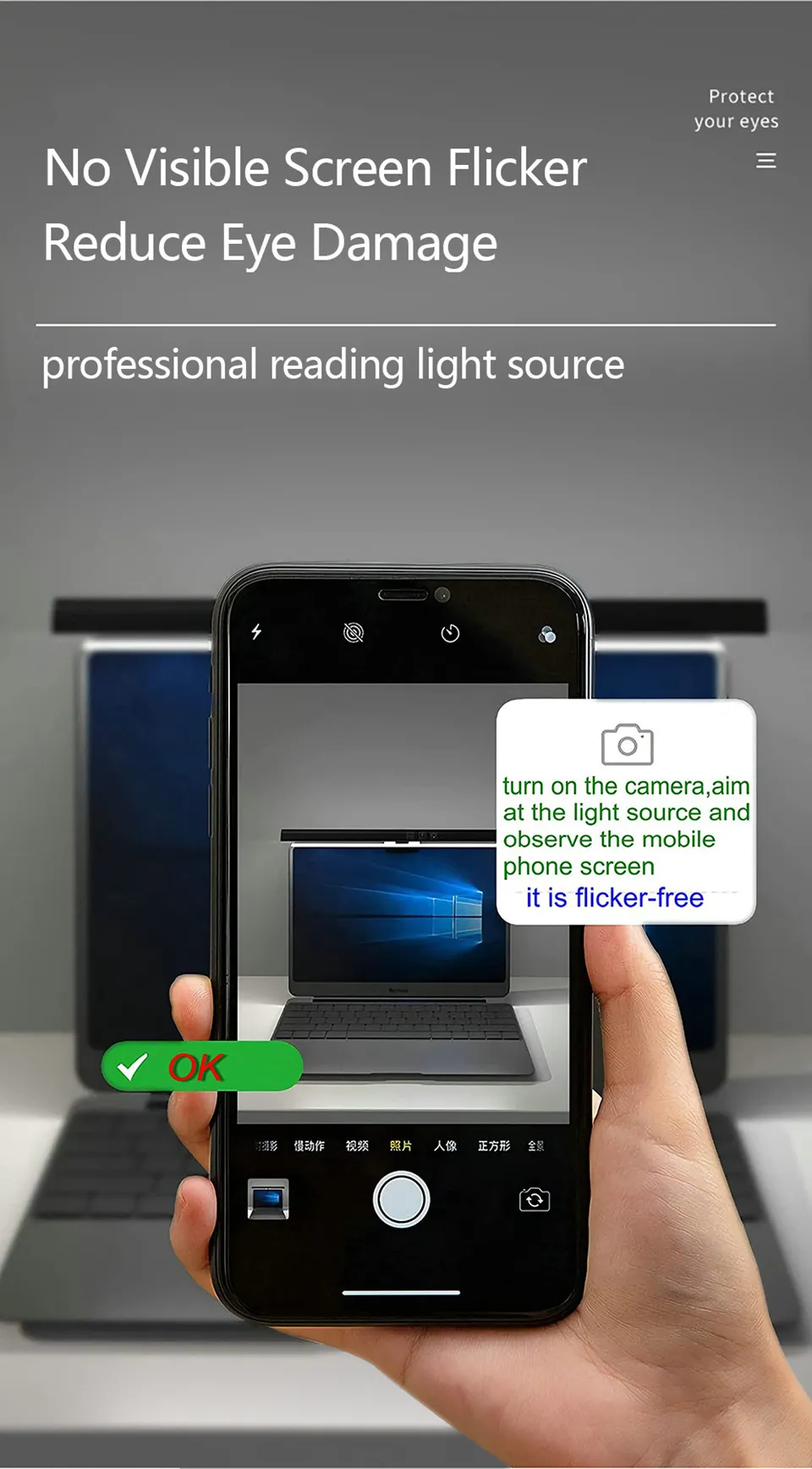 Lámpara de escritorio para el cuidado de los ojos, barra de luz LED para pantalla de Monitor de ordenador PC, lectura de atenuación continua, lámpara de mesa colgante alimentada por USB, 50cm Lámpara de escritorio para el cuidado de los ojos, barra de luz LED para pantalla de Monitor de ordenador PC, lectura de atenuación continua, lámpara de mesa colgante alimentada por USB, 50cm