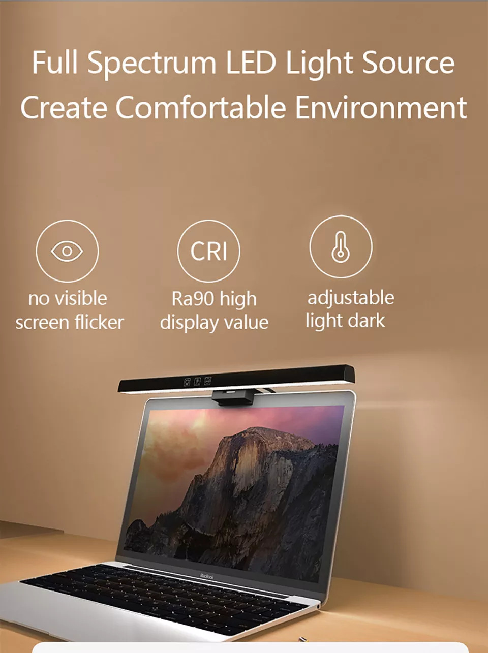 Lámpara de escritorio para el cuidado de los ojos, barra de luz LED para pantalla de Monitor de ordenador PC, lectura de atenuación continua, lámpara de mesa colgante alimentada por USB, 50cm Lámpara de escritorio para el cuidado de los ojos, barra de luz LED para pantalla de Monitor de ordenador PC, lectura de atenuación continua, lámpara de mesa colgante alimentada por USB, 50cm