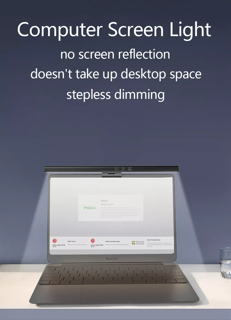 Lámpara de escritorio para el cuidado de los ojos, barra de luz LED para pantalla de Monitor de ordenador PC, lectura de atenuación continua, lámpara de mesa colgante alimentada por USB, 50cm